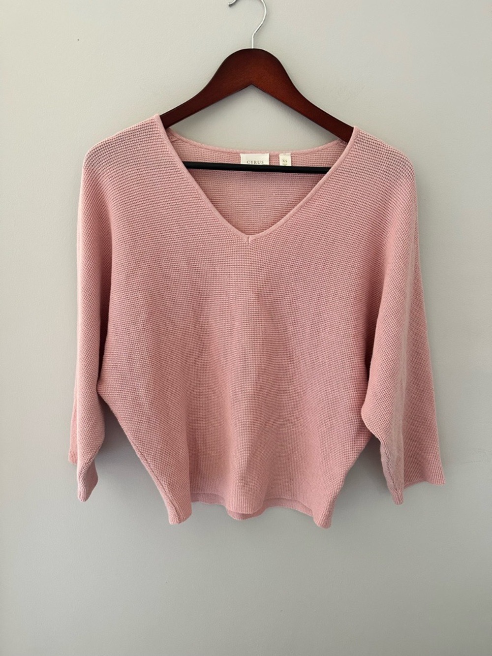 Cyrus Soft Blush Pink V-Neck Knit Sweater